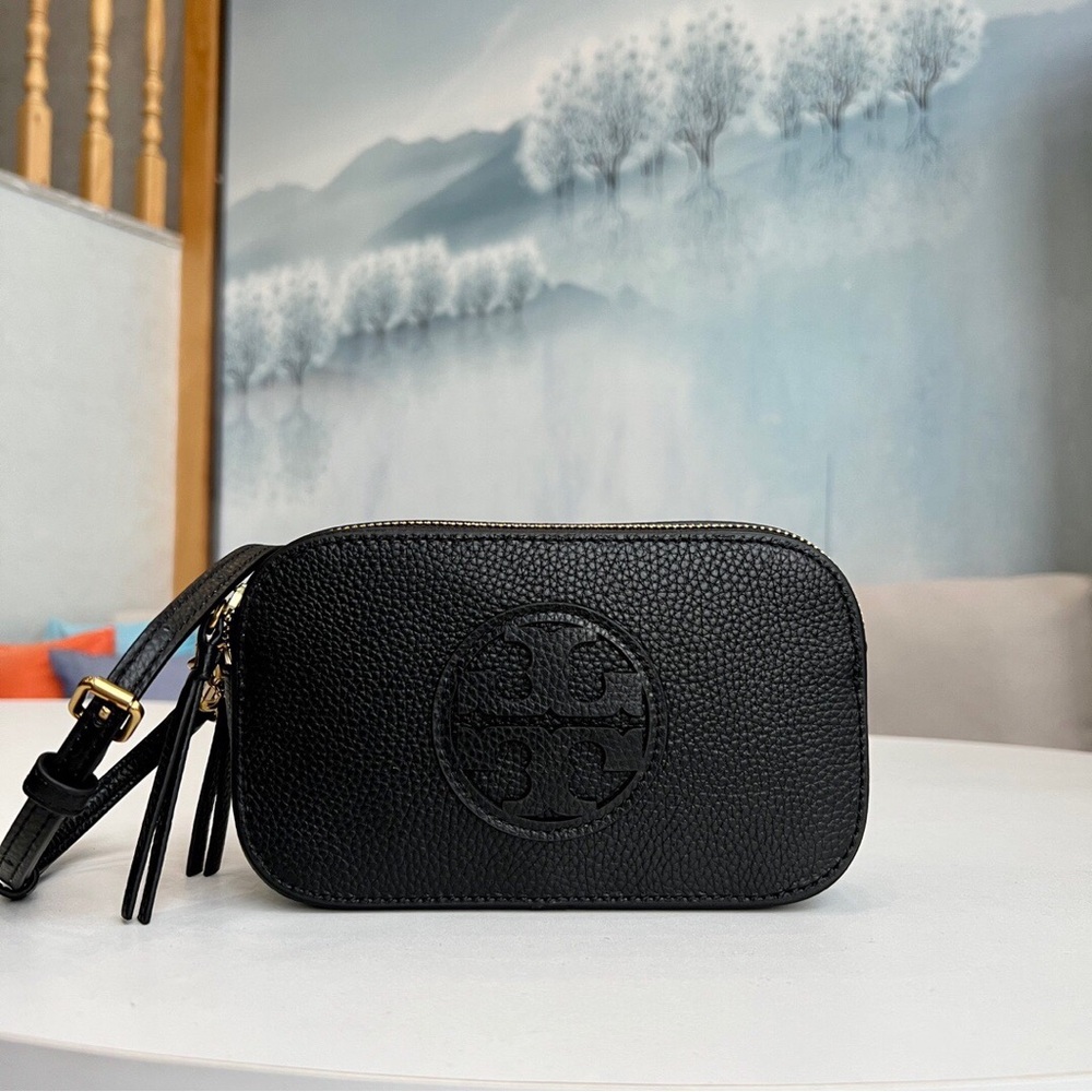 Tory Burch black Leather Camera Crossbody Bag